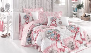 Комплект постельного белья розовое Cotton Box 1020-04 с покрывалом